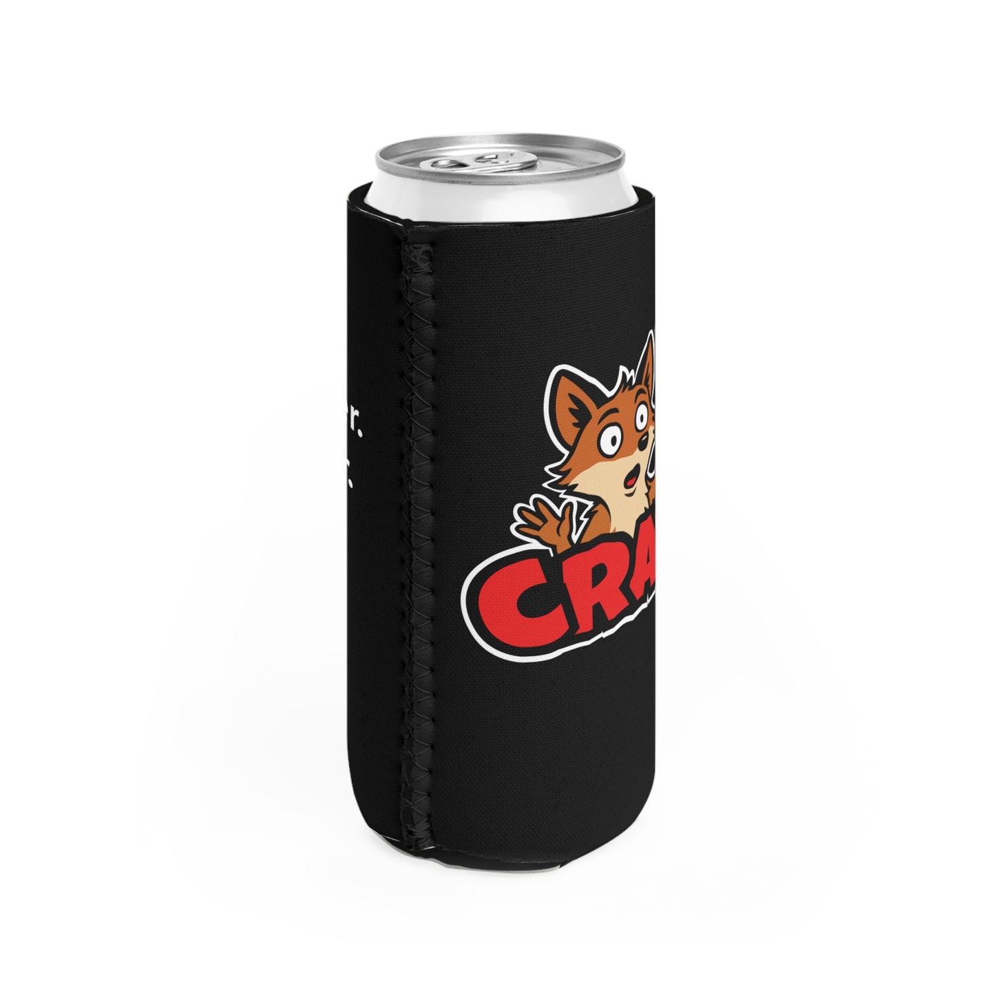 Cray Slim Can Cooler - Black - Red Flag Fox