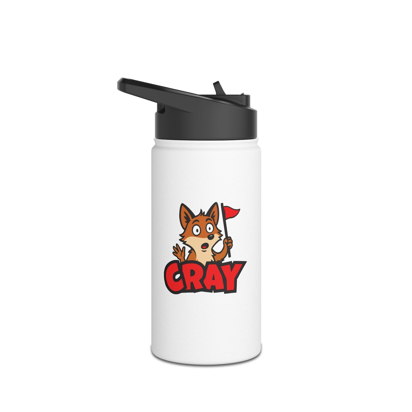 Cray Stainless Steel Water Bottle - White - Red Flag Fox