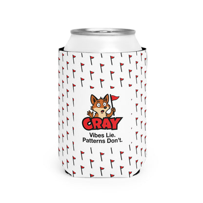 Can Cooler — 'Cray: Vibes Lie. Patterns Don't.' Golf Flag Pattern Cooler Sleeve