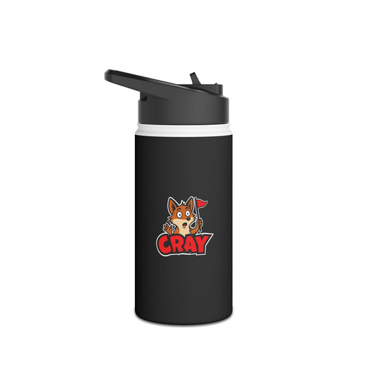 Cray Stainless Steel Water Bottle - Black - Red Flag Fox