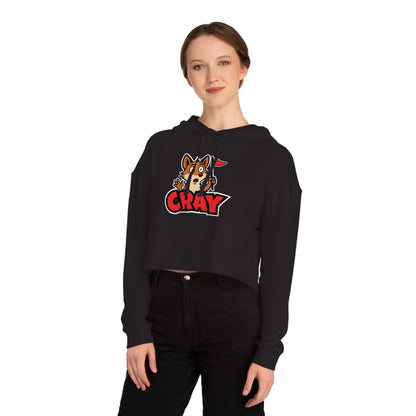 Cray Cropped Hooded Sweatshirt - Black - Red Flag Fox