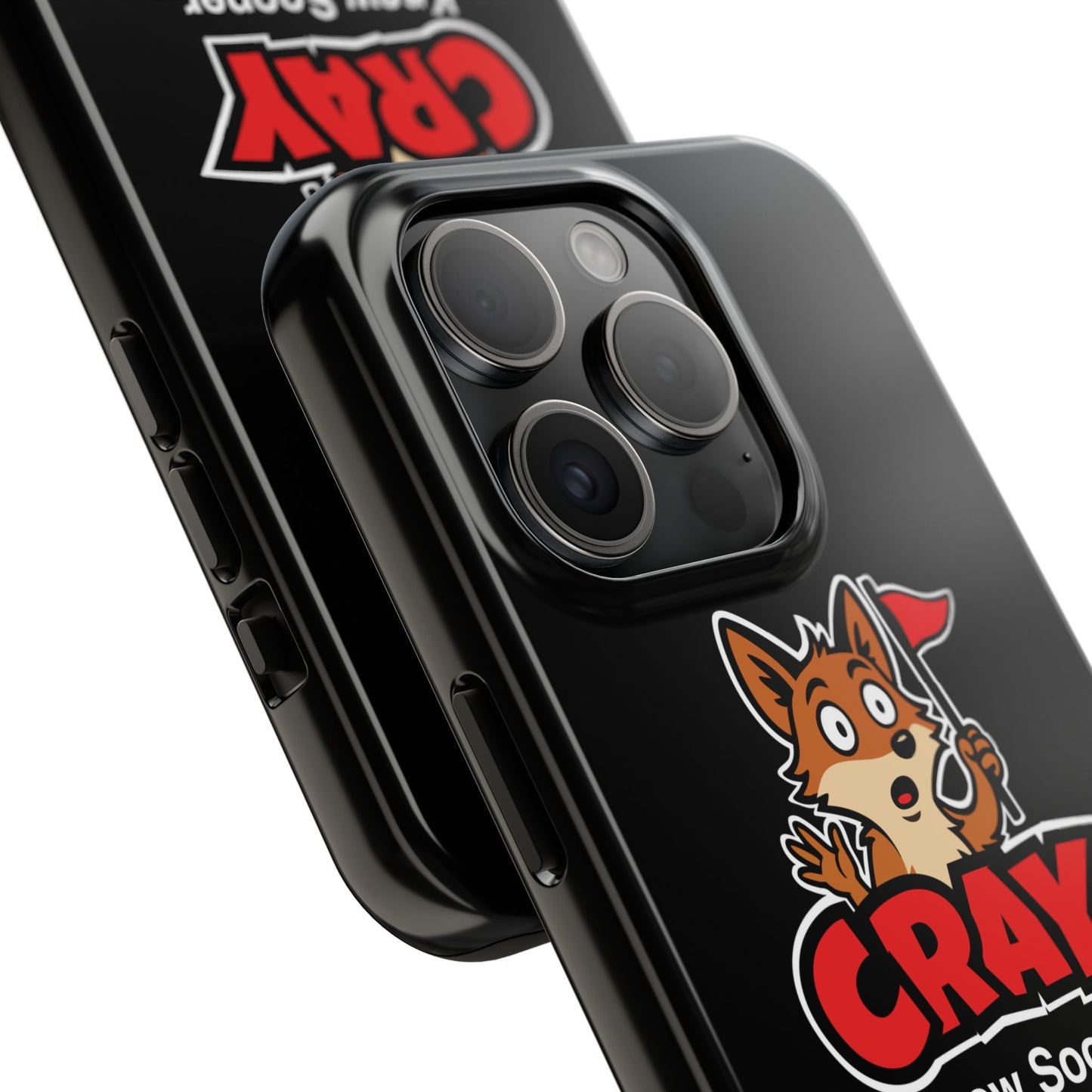 Cray Phone Case (tagline) - Black - Red Flag Fox