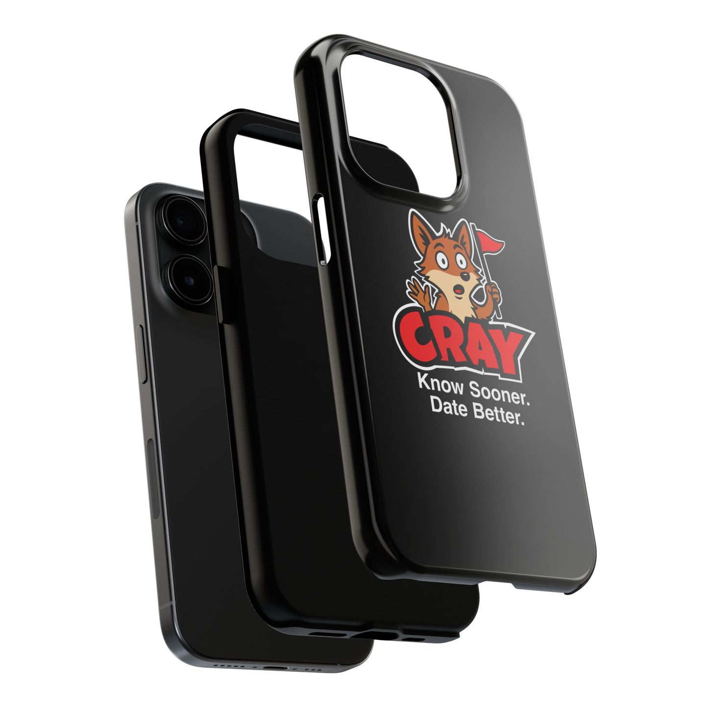 Cray Phone Case (tagline) - Black - Red Flag Fox