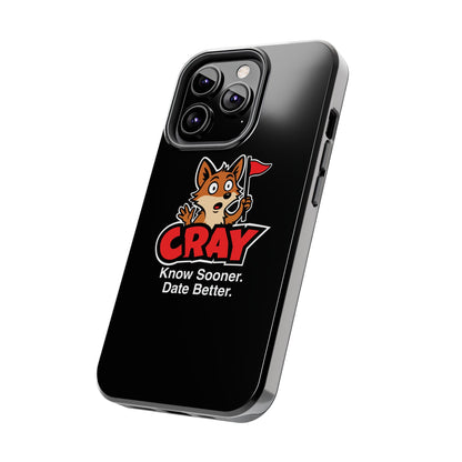 Cray Phone Case (tagline) - Black - Red Flag Fox