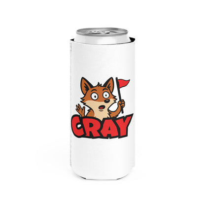 Cray Slim Can Cooler - White - Red Flag Fox