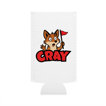 Cray Slim Can Cooler - White - Red Flag Fox