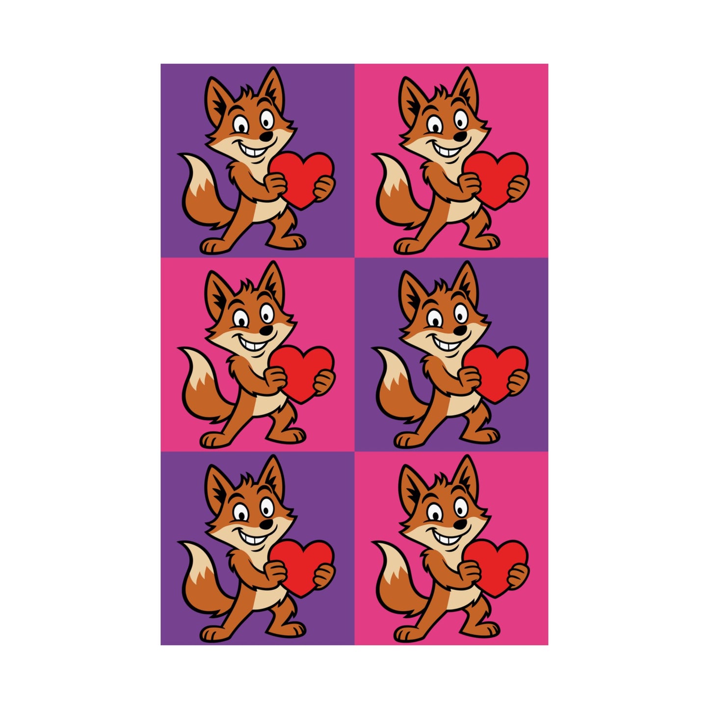 Cray Pink and Purple Fox Poster (12"x18")