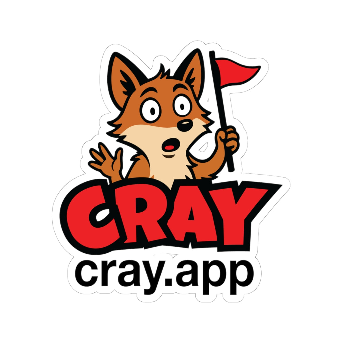 Cray Fox Logo Sticker w/ website (Cray.App)