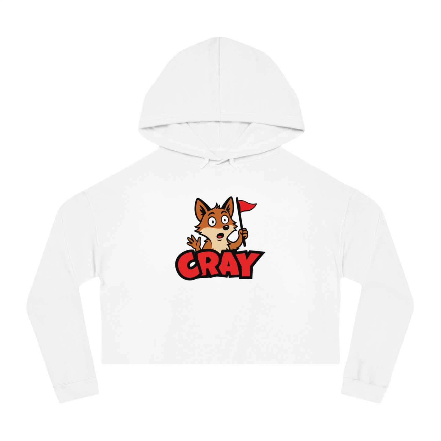 Cray Cropped Hooded Sweatshirt - White - Red Flag Fox