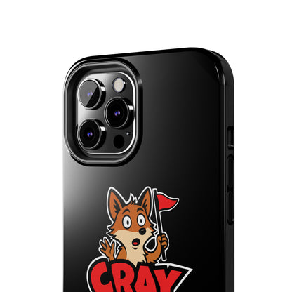 Cray Phone Case (tagline) - Black - Red Flag Fox