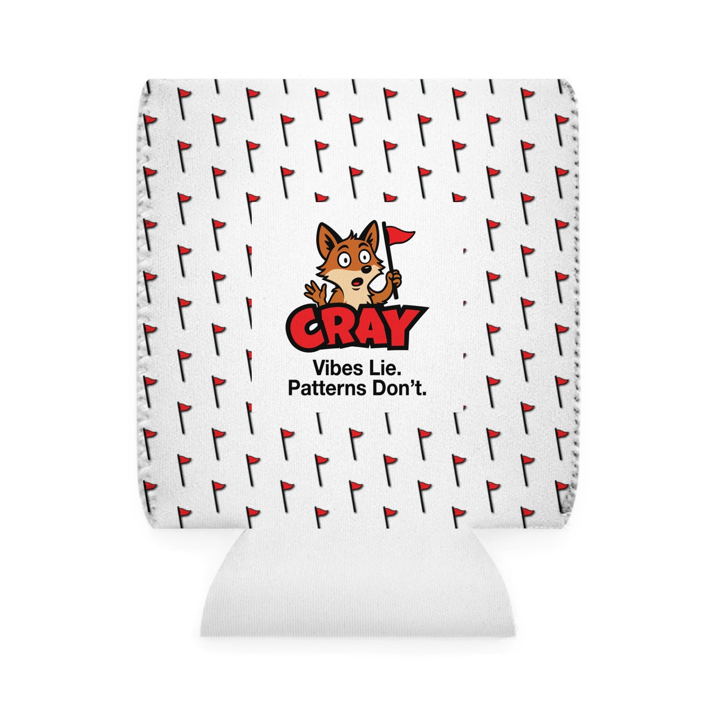 Can Cooler — 'Cray: Vibes Lie. Patterns Don't.' Golf Flag Pattern Cooler Sleeve