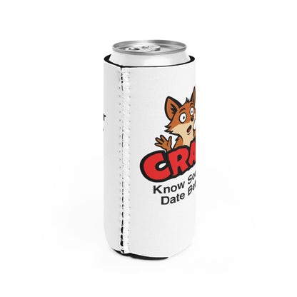 Cray Slim Can Cooler (tagline) - White - Red Flag Fox