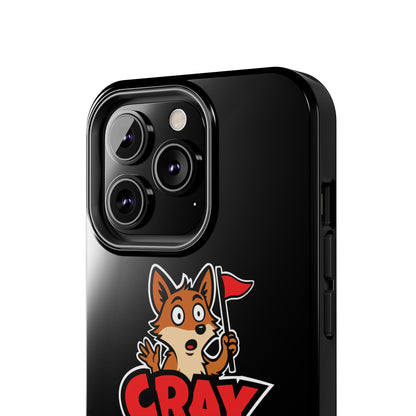 Cray Phone Case (tagline) - Black - Red Flag Fox