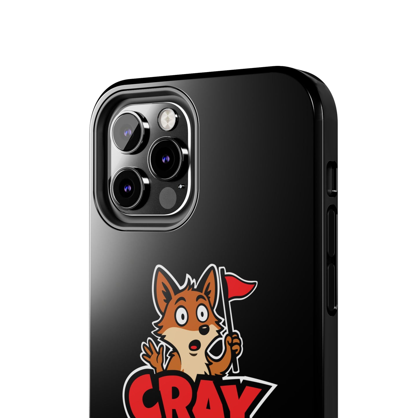 Cray Phone Case (tagline) - Black - Red Flag Fox