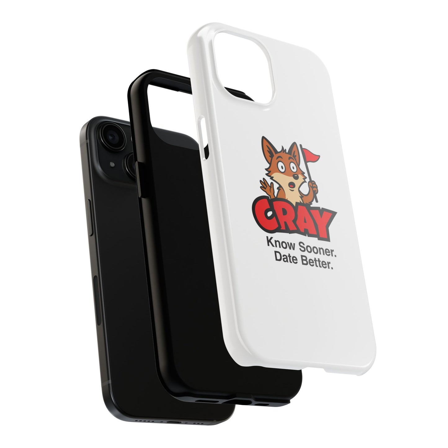 Cray Phone Case (tagline) - White - Red Flag Fox