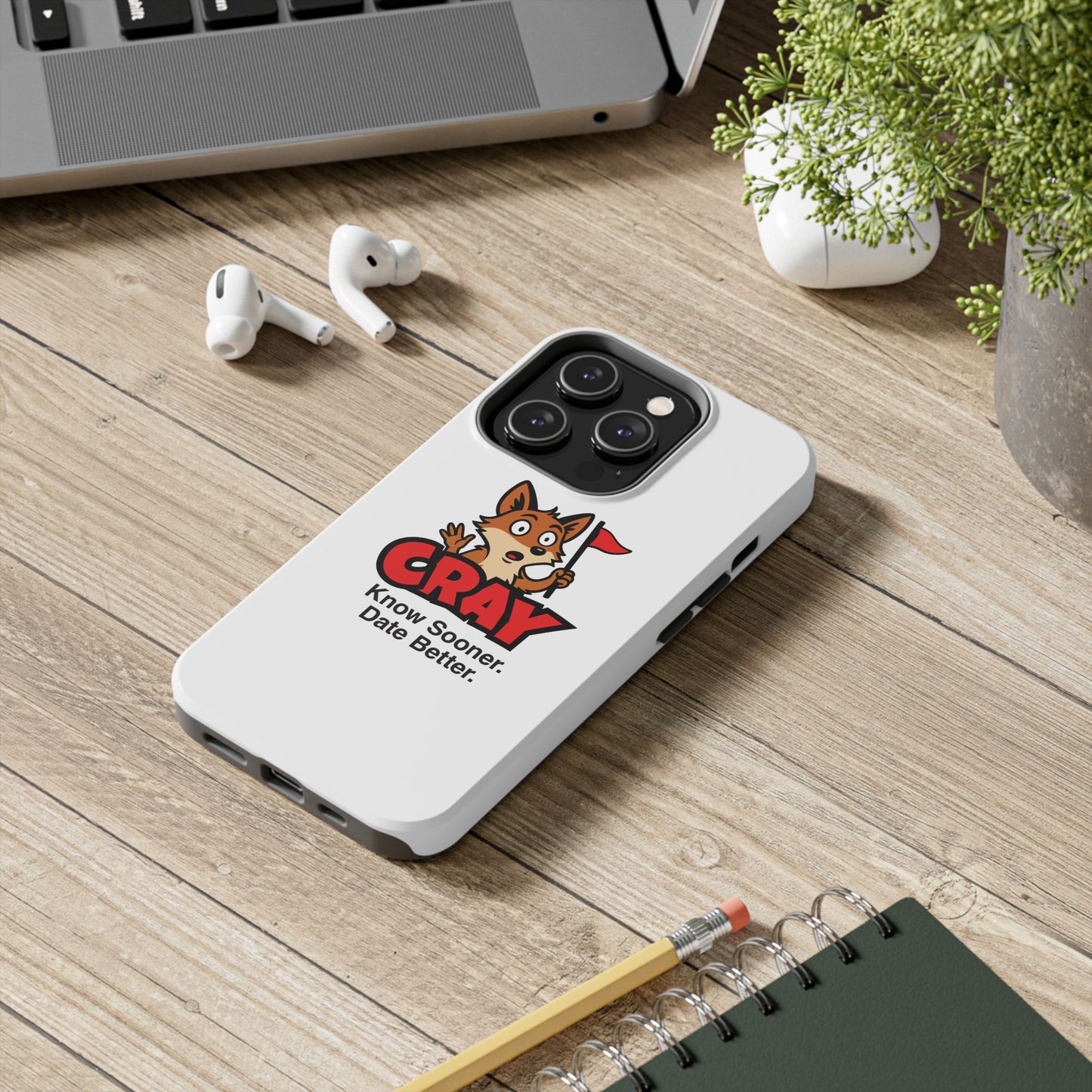 Cray Phone Case (tagline) - White - Red Flag Fox