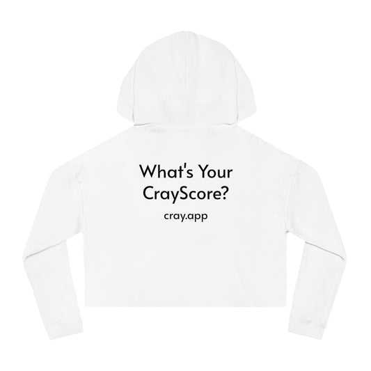 Cray Cropped Hooded Sweatshirt (tagline) - White - Red Flag Fox