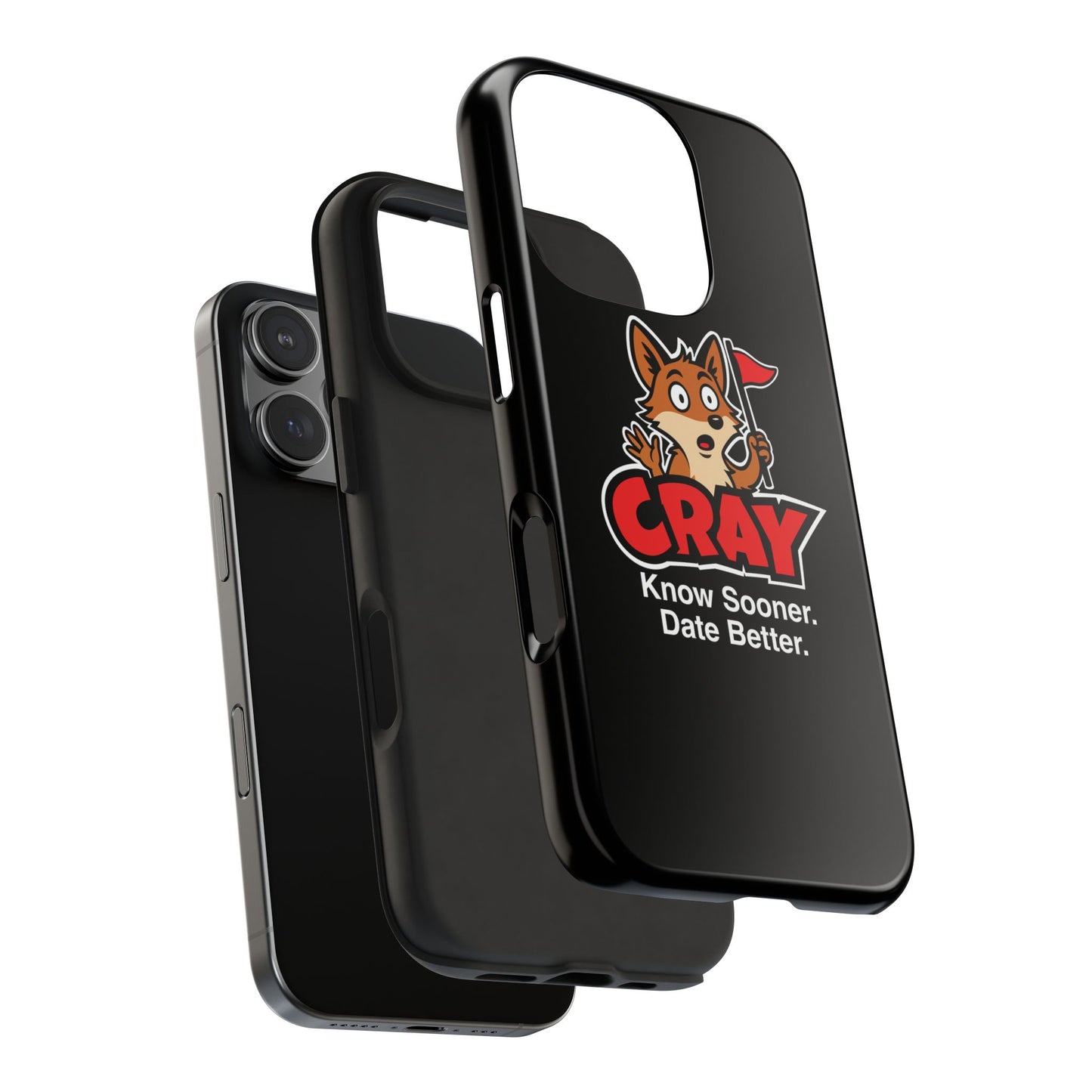 Cray Phone Case (tagline) - Black - Red Flag Fox