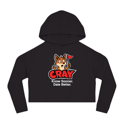 Cray Cropped Hooded Sweatshirt (tagline) - Black - Red Flag Fox