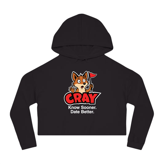 Cray Cropped Hooded Sweatshirt (tagline) - Black - Red Flag Fox