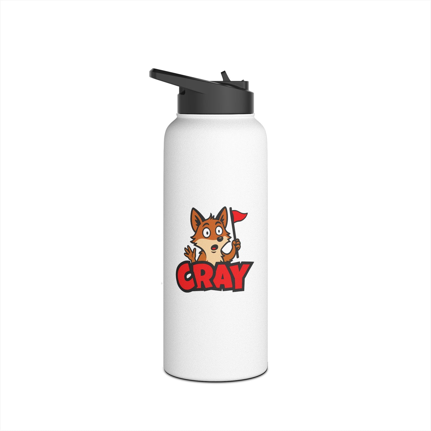 Cray Stainless Steel Water Bottle - White - Red Flag Fox