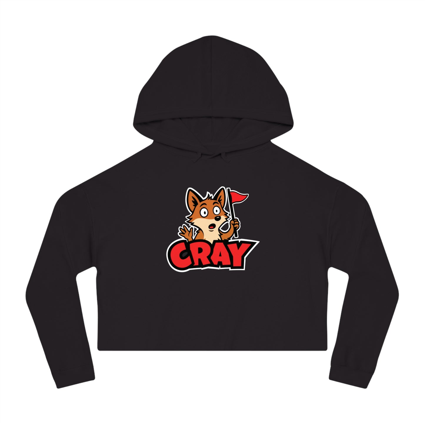 Cray Cropped Hooded Sweatshirt - Black - Red Flag Fox
