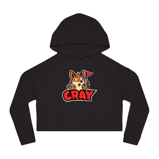Cray Cropped Hooded Sweatshirt - Black - Red Flag Fox