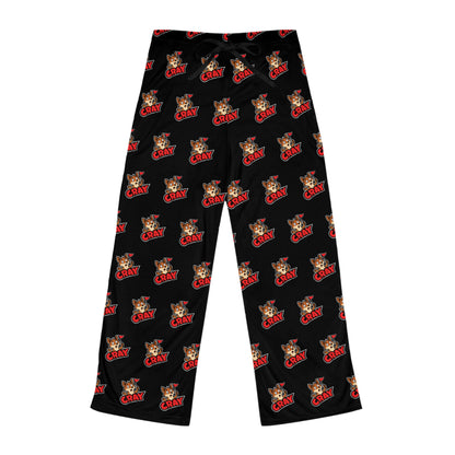 Cray Women's Black Fleece Pajama Pants with Logo Pattern
