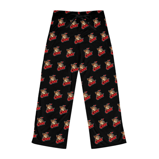 Cray Women's Black Fleece Pajama Pants with Logo Pattern