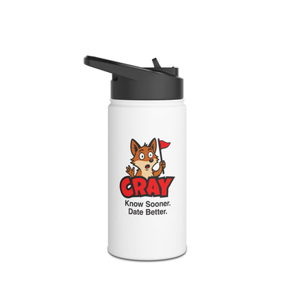Cray Stainless Steel Water Bottle (tagline) - White - Red Flag Fox