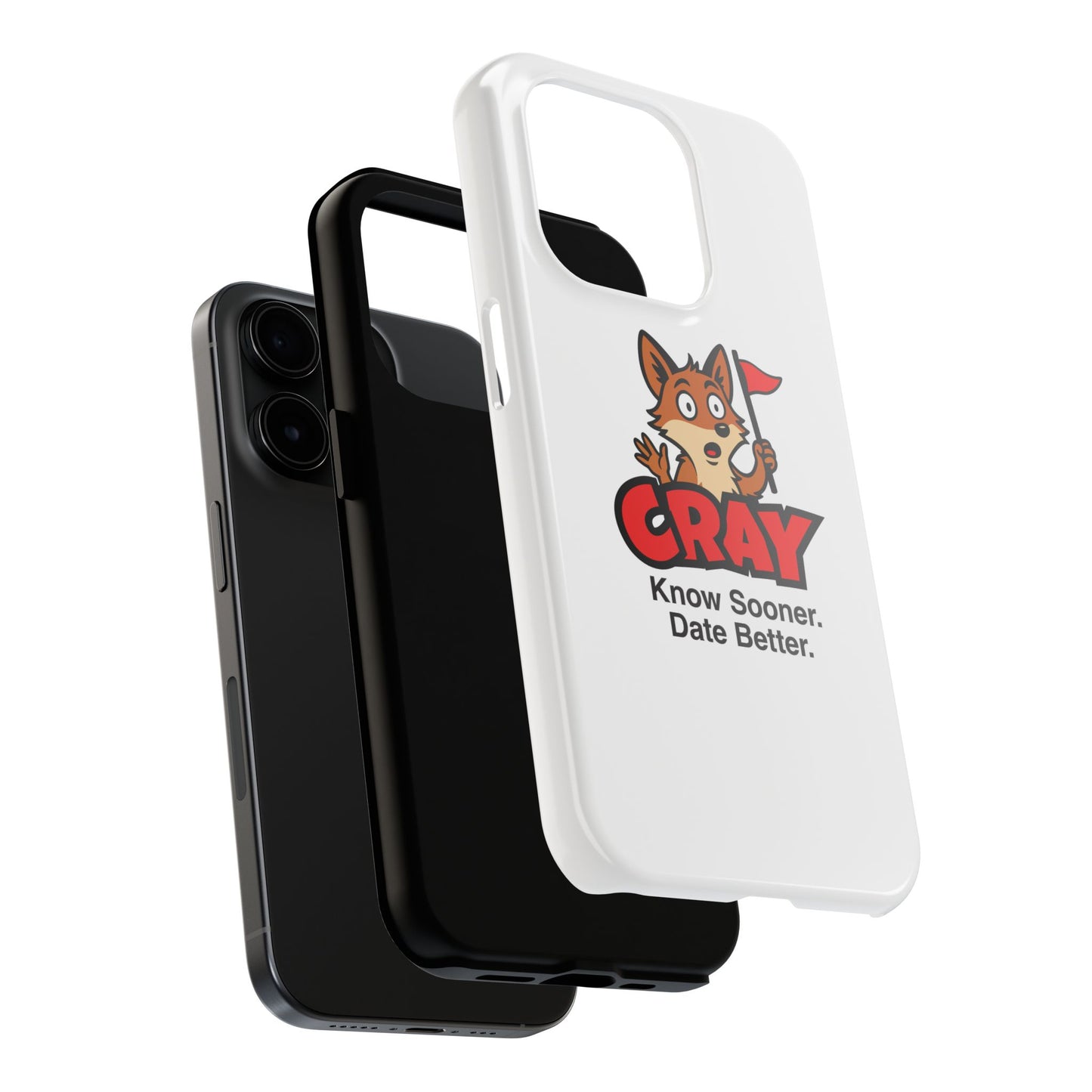 Cray Phone Case (tagline) - White - Red Flag Fox