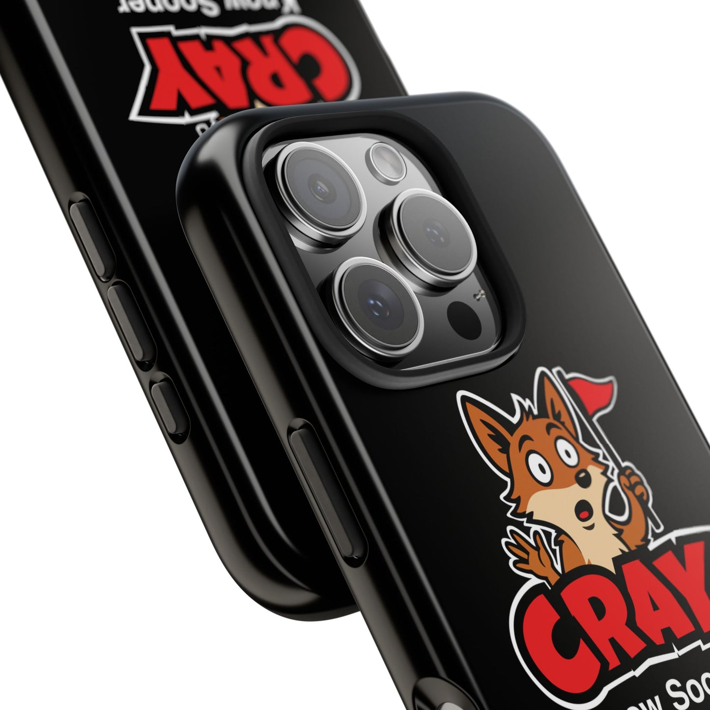 Cray Phone Case (tagline) - Black - Red Flag Fox