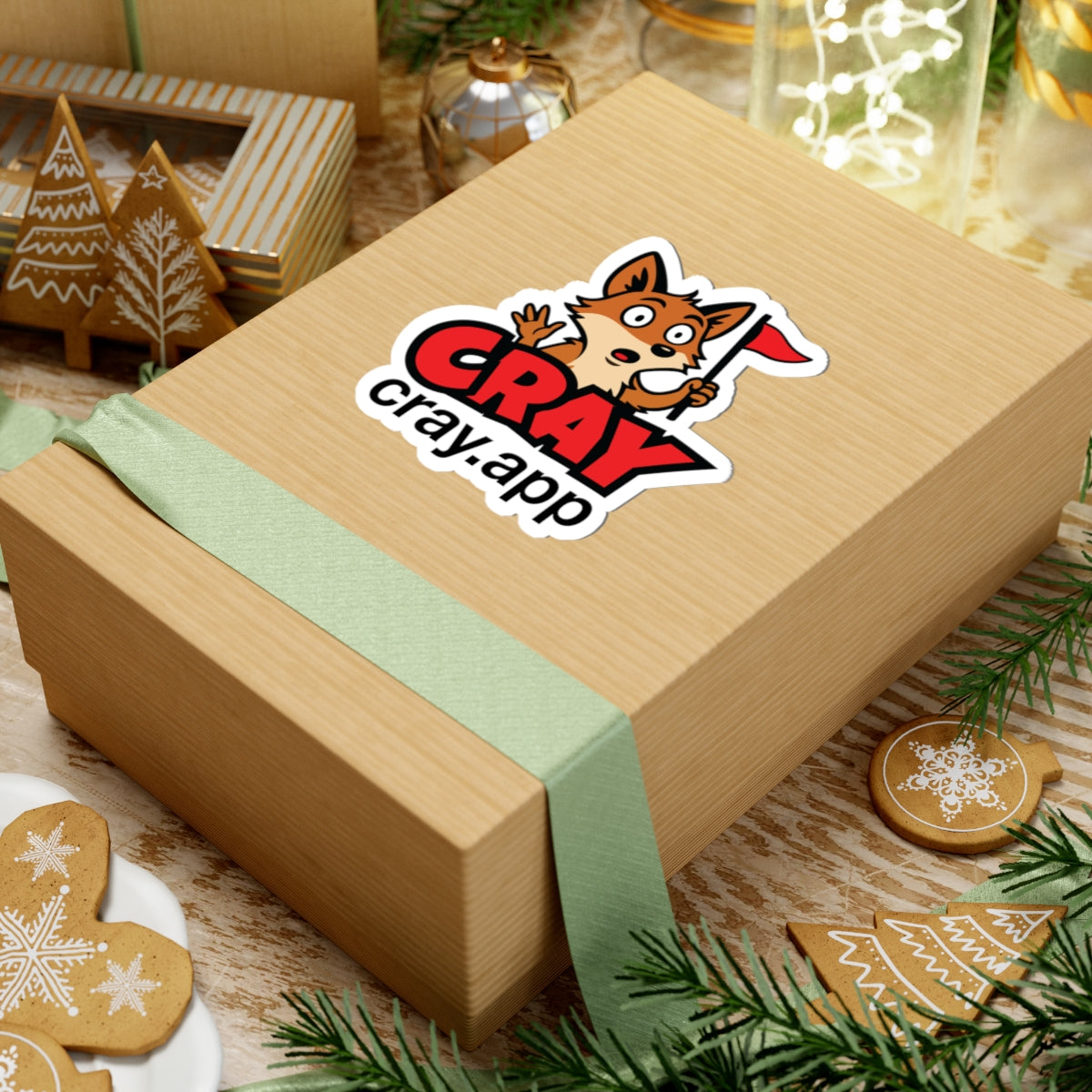 Cray Fox Logo Sticker w/ website (Cray.App)