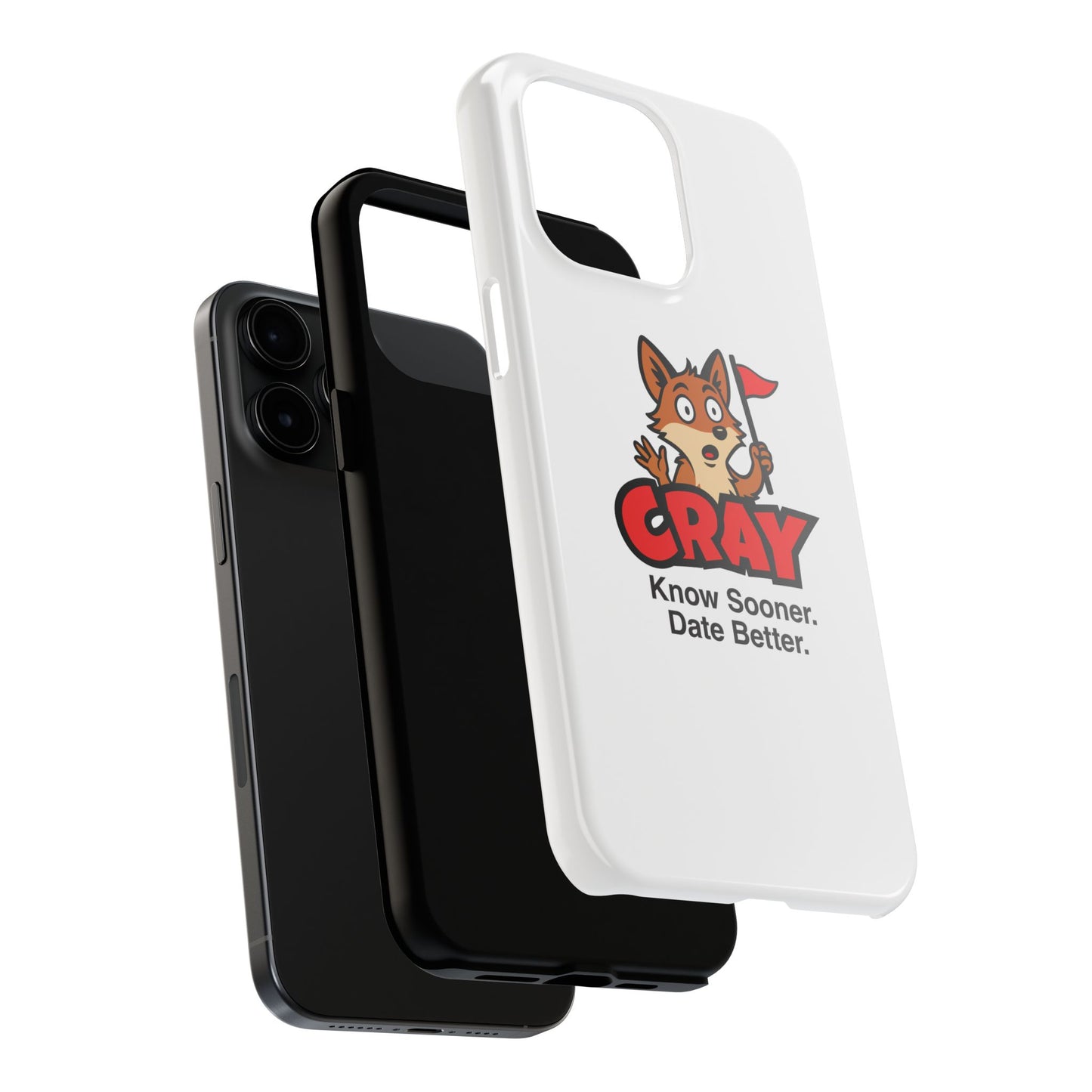 Cray Phone Case (tagline) - White - Red Flag Fox
