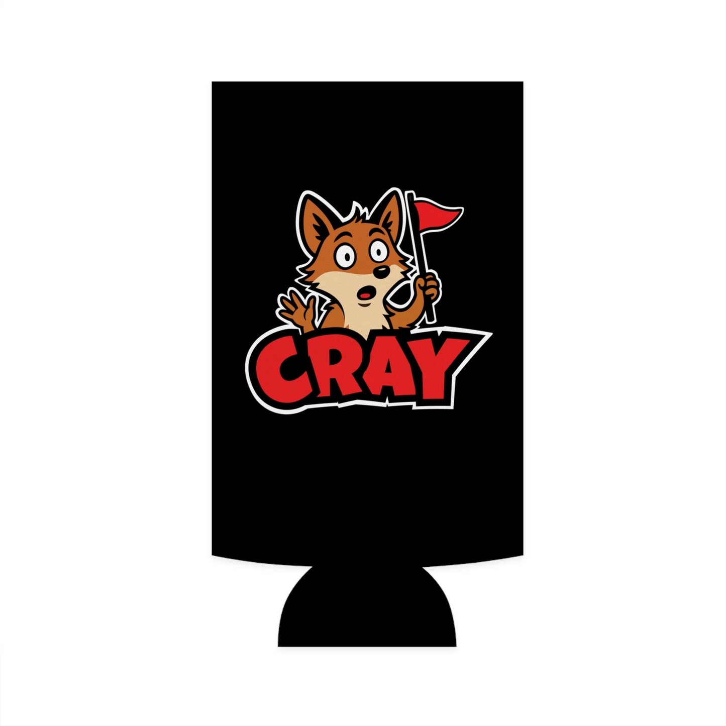 Cray Slim Can Cooler - Black - Red Flag Fox