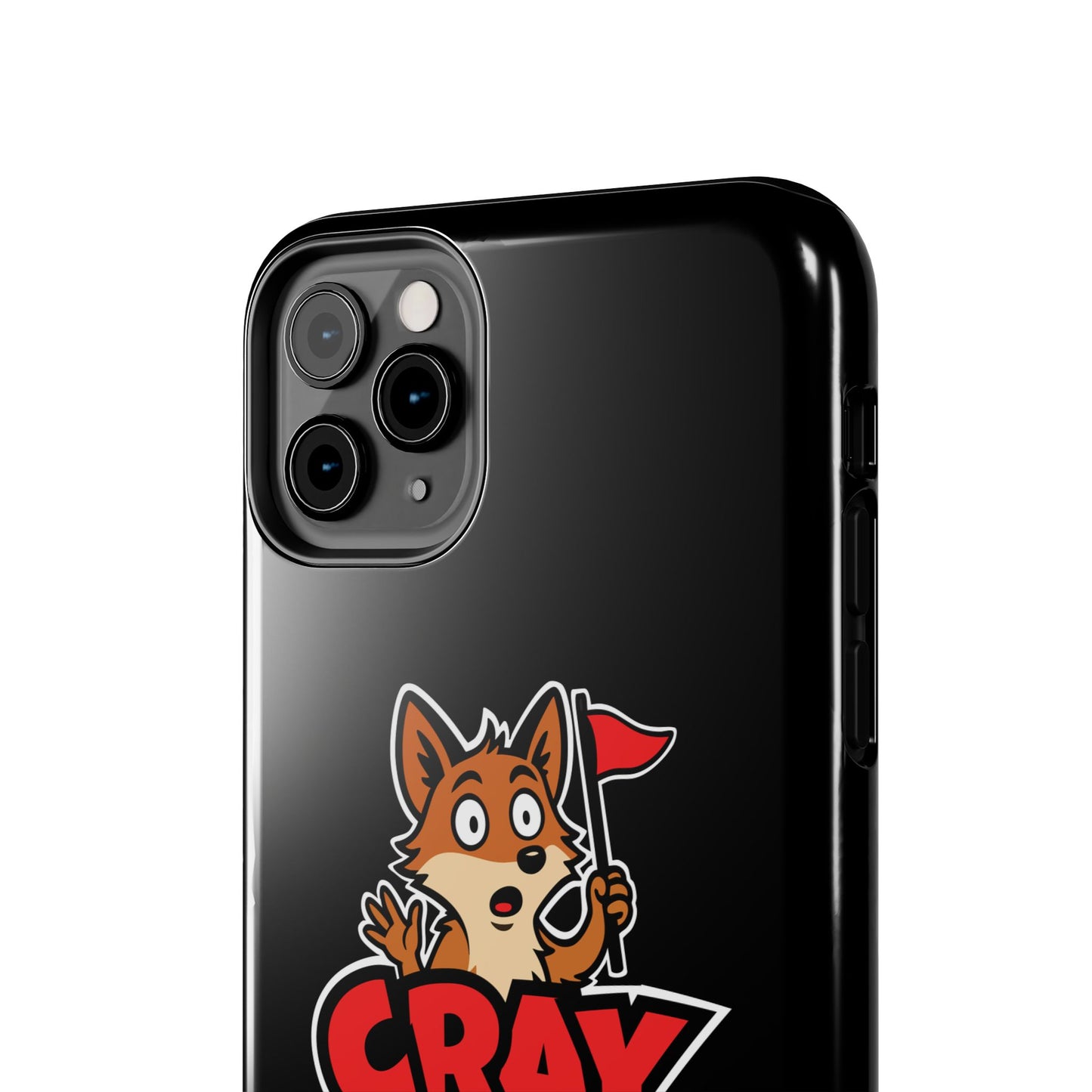 Cray Phone Case (tagline) - Black - Red Flag Fox