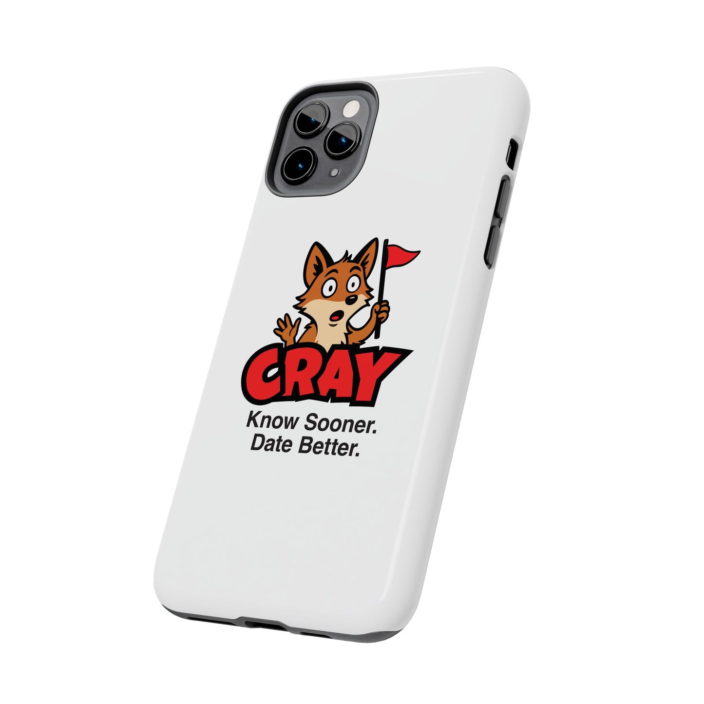Cray Phone Case (tagline) - White - Red Flag Fox