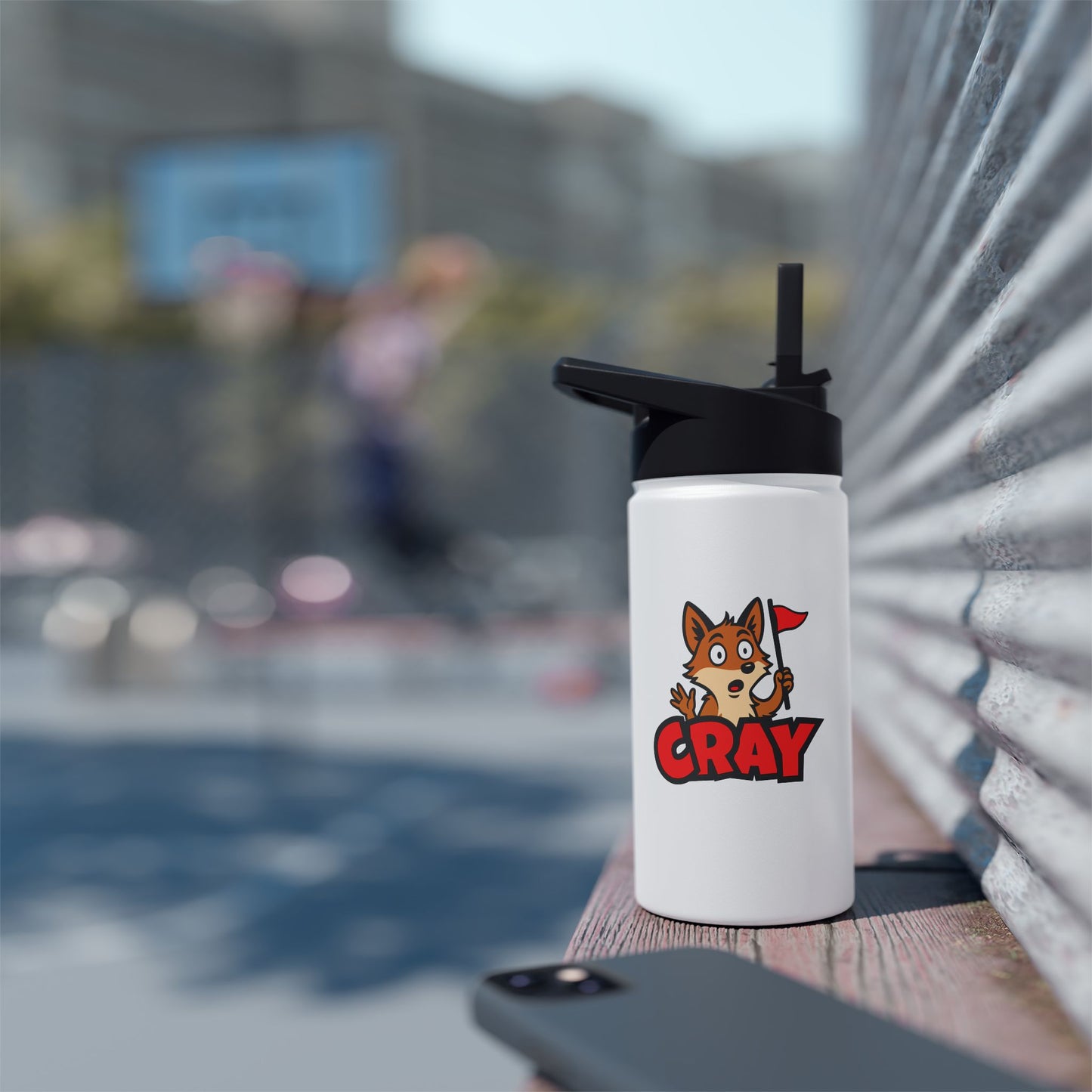 Cray Stainless Steel Water Bottle - White - Red Flag Fox