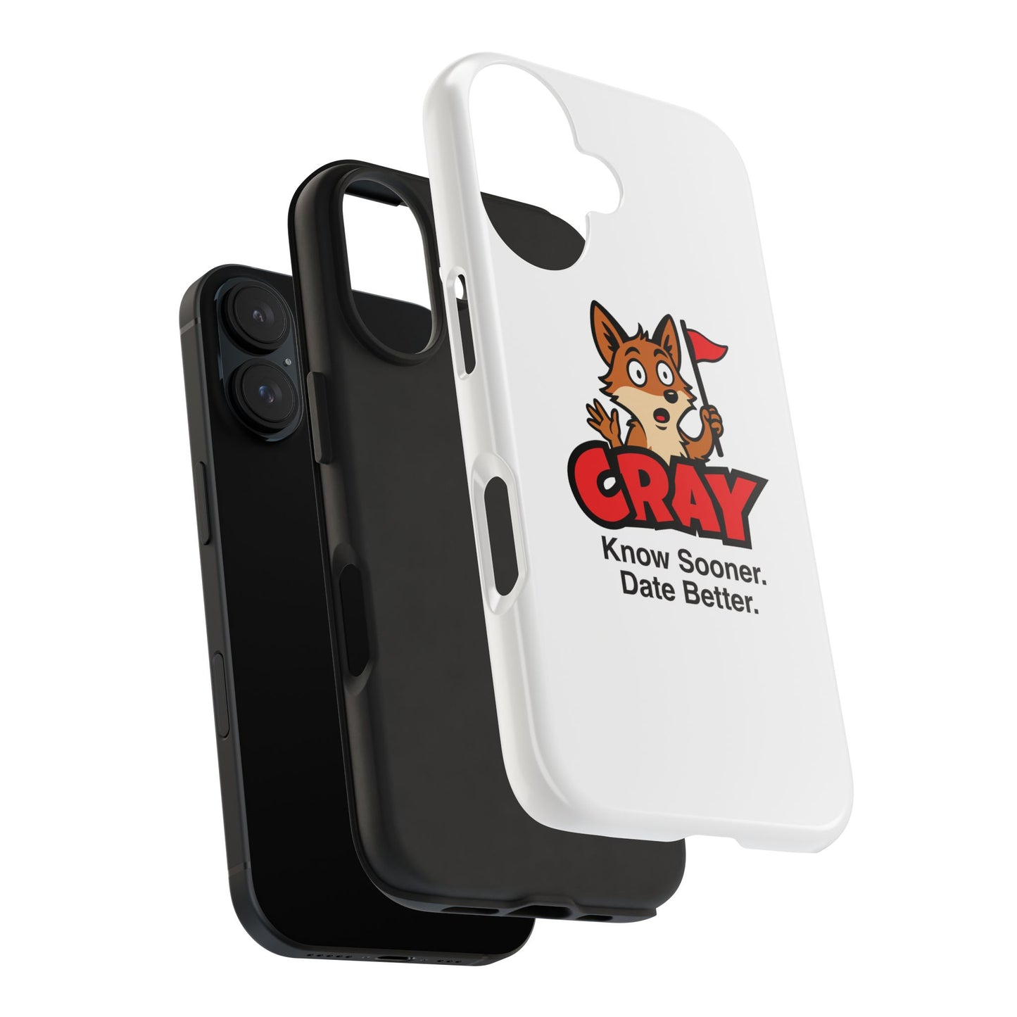 Cray Phone Case (tagline) - White - Red Flag Fox