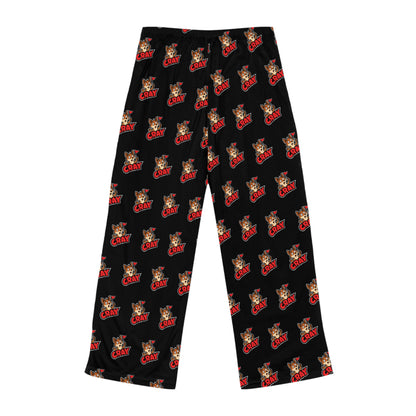 Cray Women's Black Fleece Pajama Pants with Logo Pattern