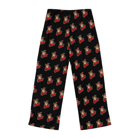 Cray Women's Black Fleece Pajama Pants with Logo Pattern