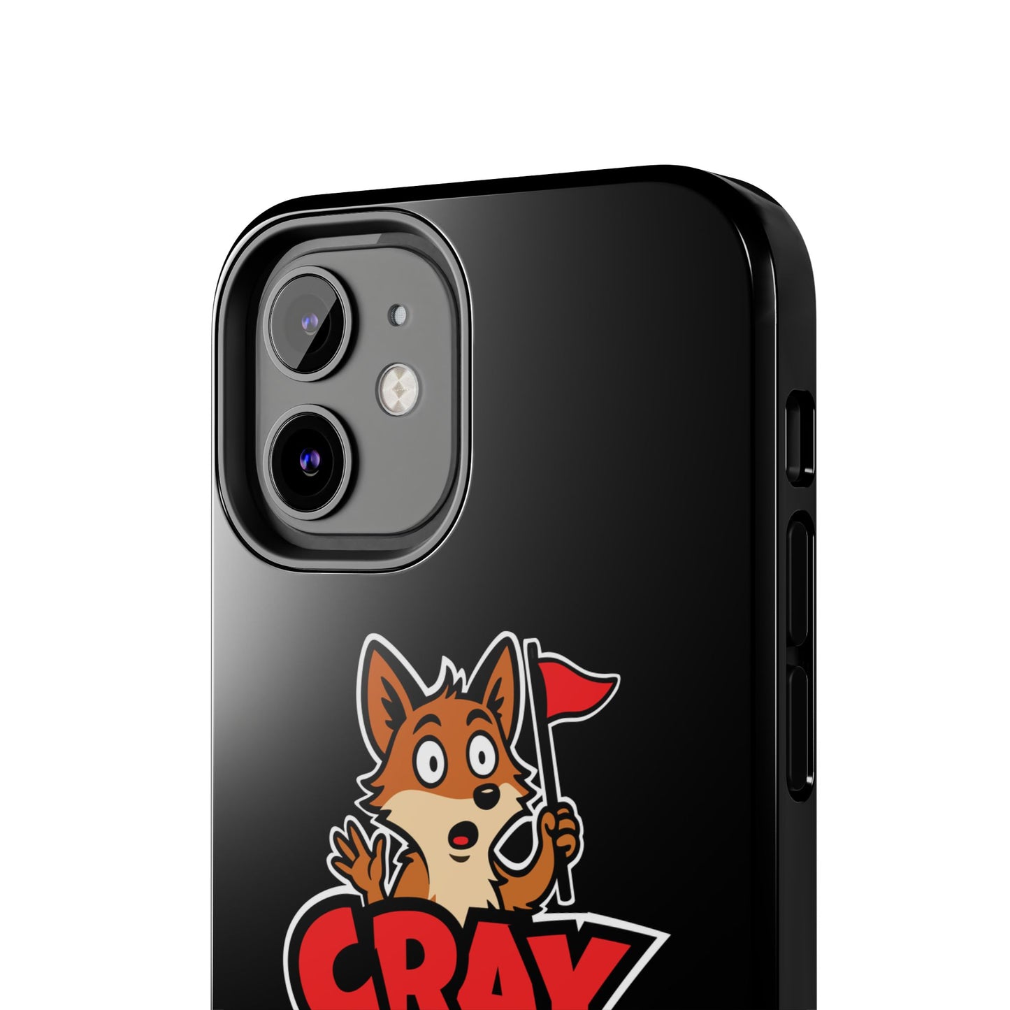 Cray Phone Case (tagline) - Black - Red Flag Fox