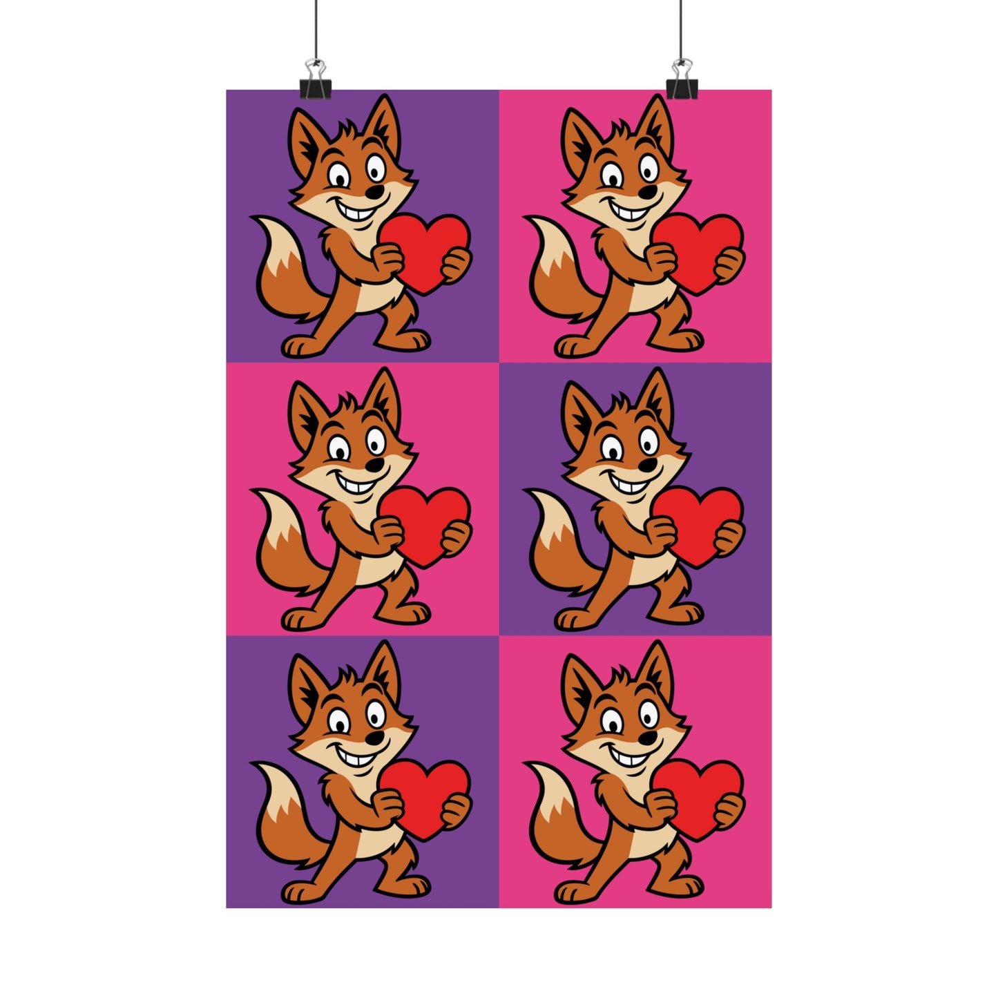 Cray Pink and Purple Fox Poster (12"x18")
