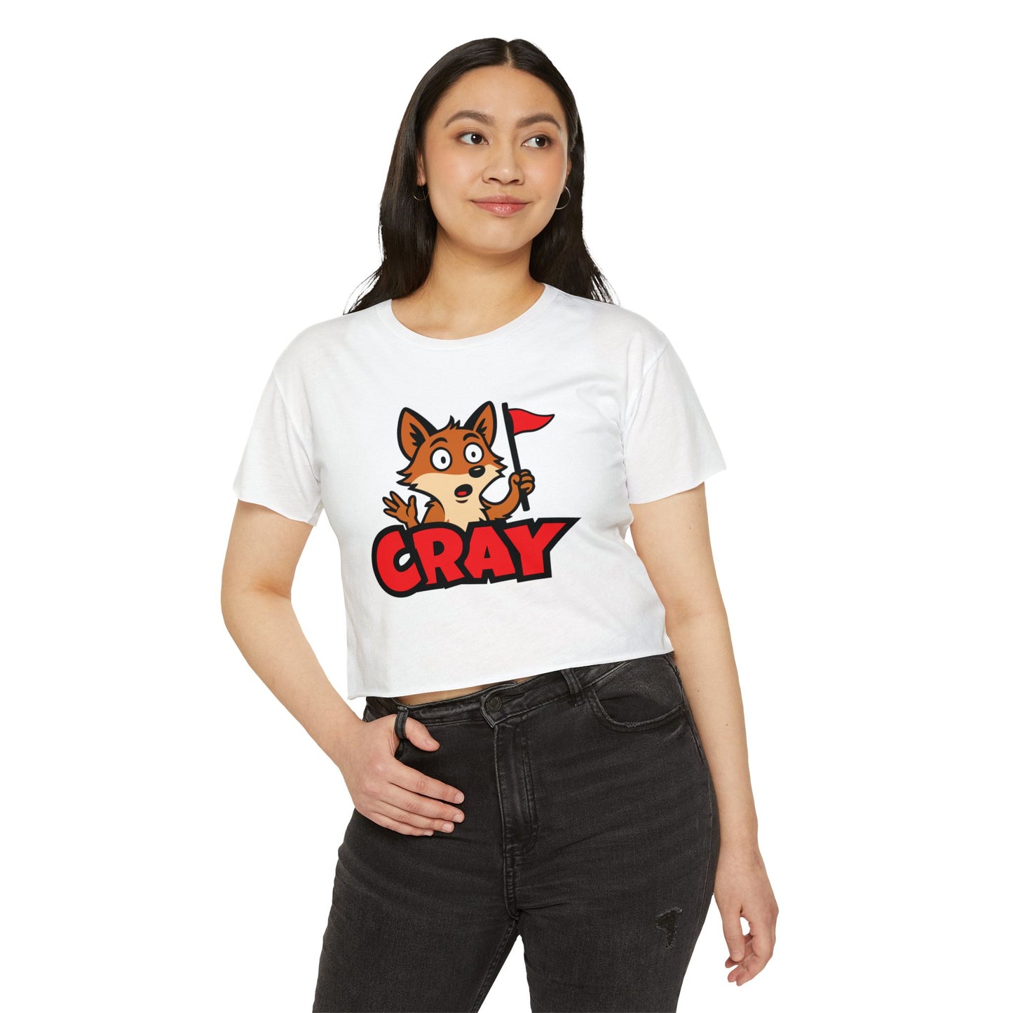 Cray Women's Crop Top - Large Logo - Red Flag Fox