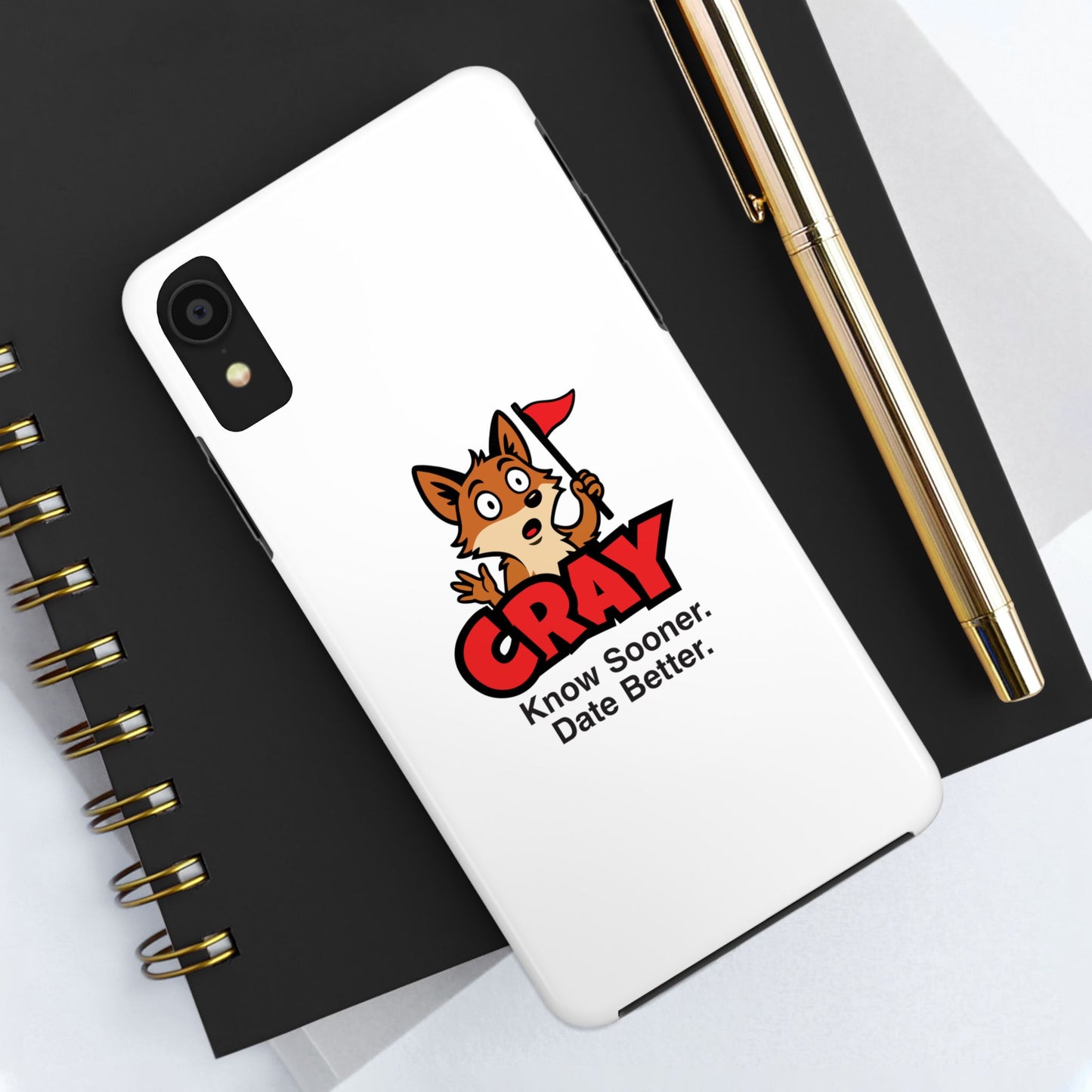 Cray Phone Case (tagline) - White - Red Flag Fox