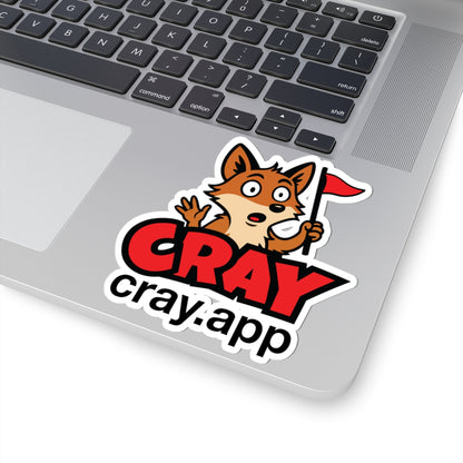Cray Fox Logo Sticker w/ website (Cray.App)