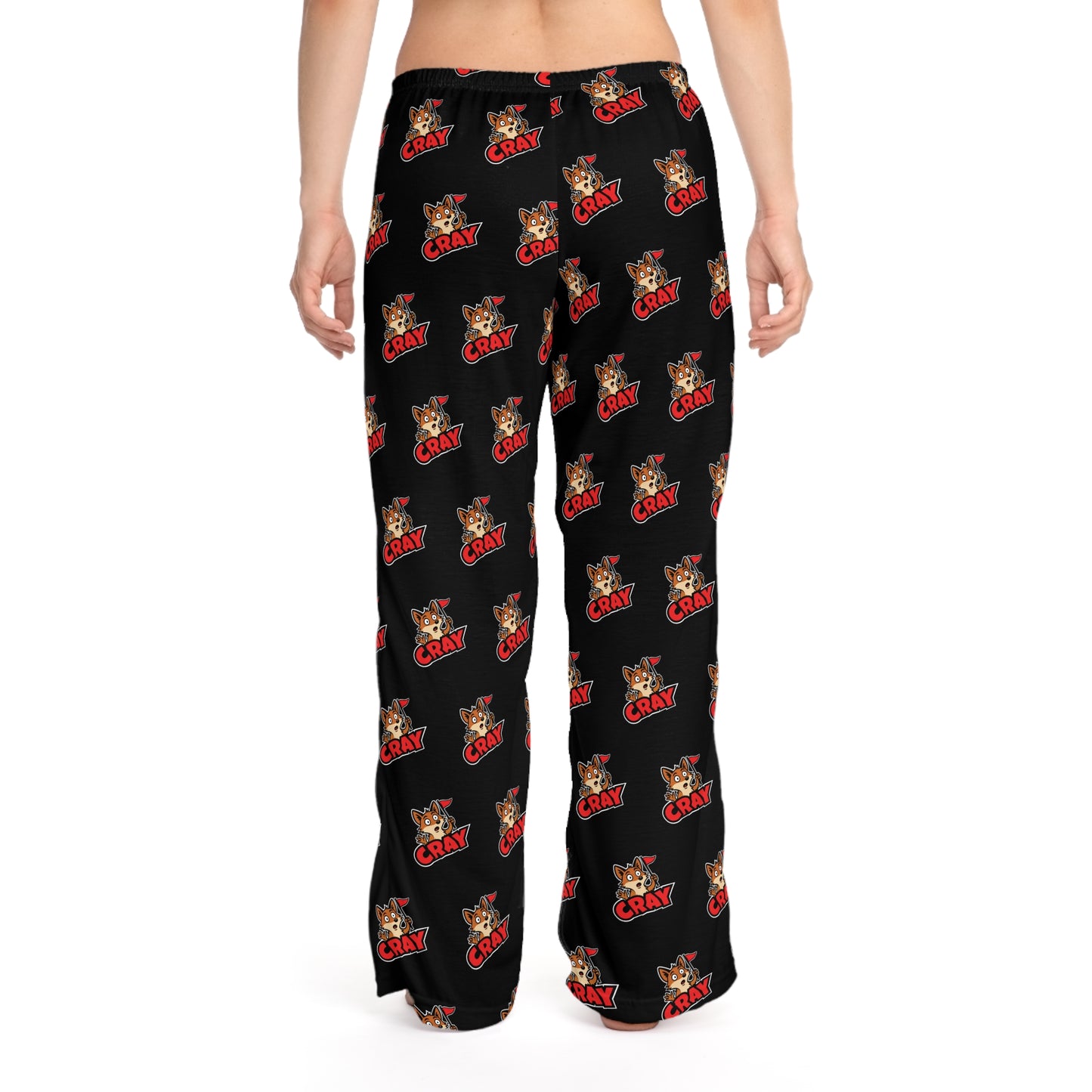 Cray Women's Black Fleece Pajama Pants with Logo Pattern