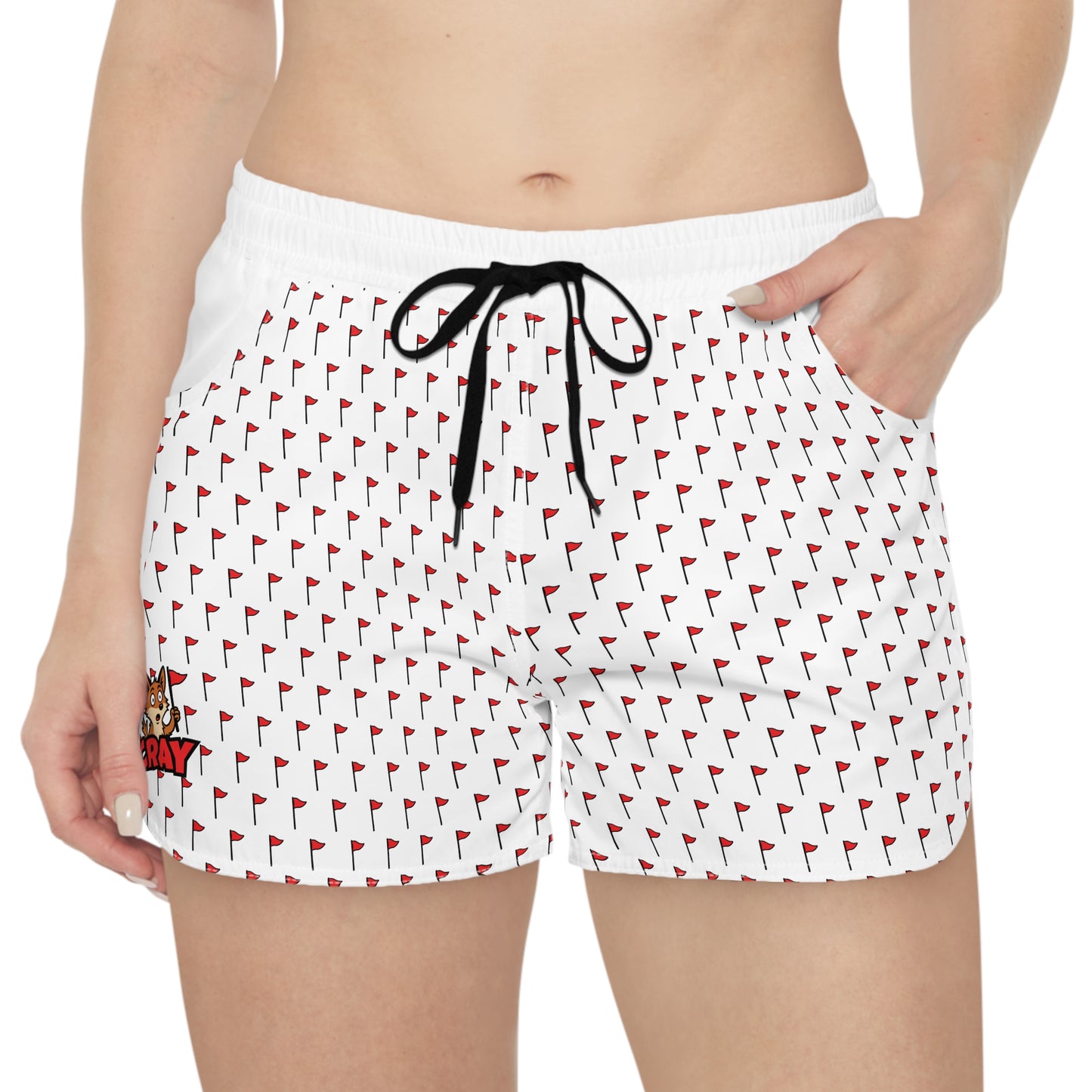 Women's Casual Shorts w/ Flag Pattern and Cray Logo