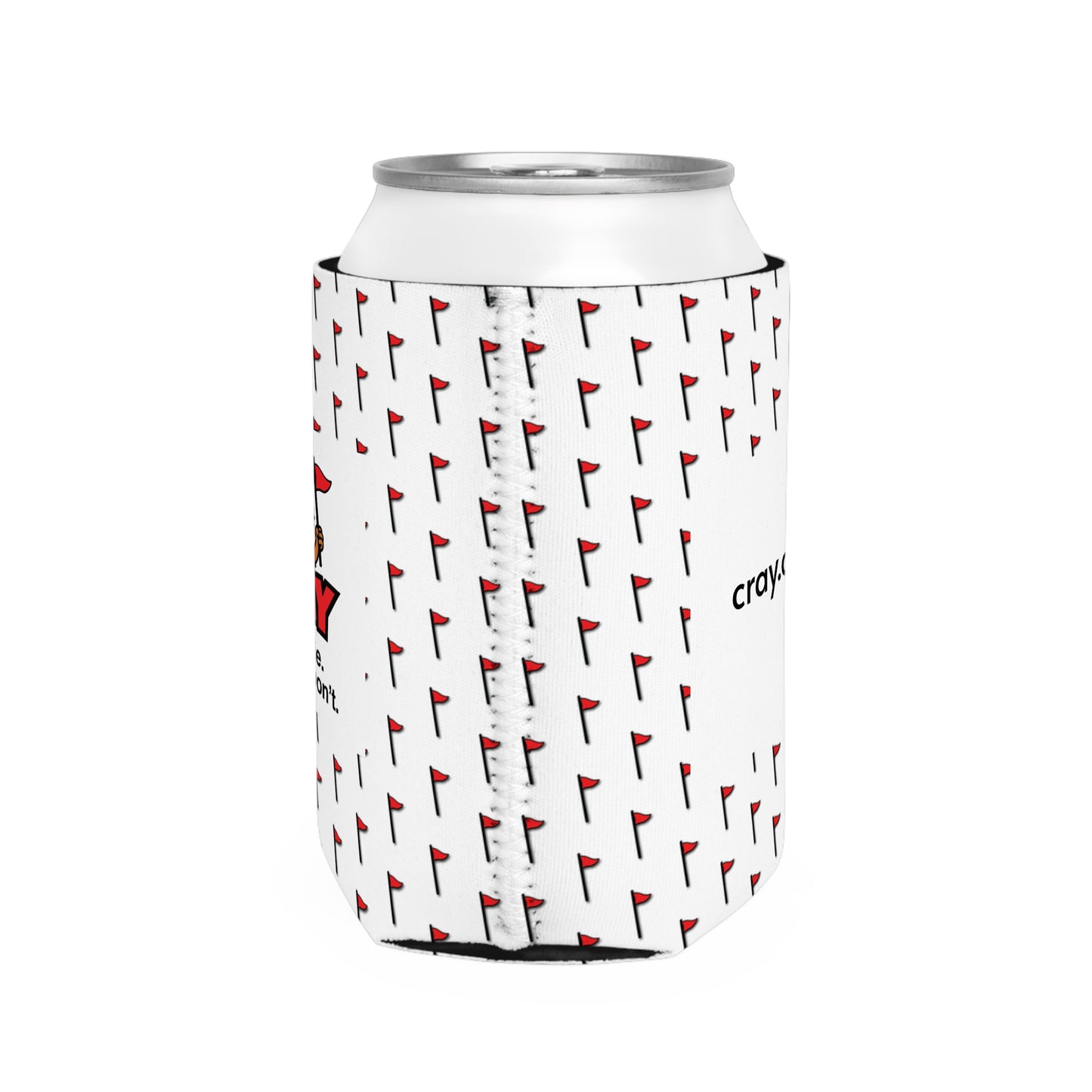 Can Cooler — 'Cray: Vibes Lie. Patterns Don't.' Golf Flag Pattern Cooler Sleeve