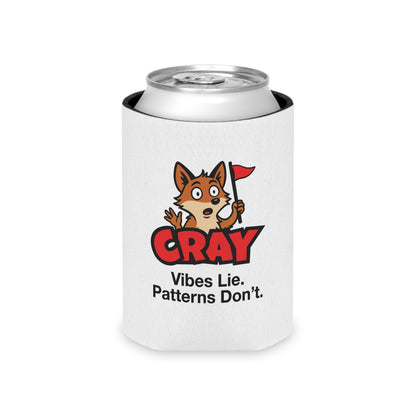 Can Cooler — 'CRAY: Vibes Lie. Patterns Don't.' Cute Fox Can Koozie (cray.app)